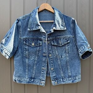 Denim Cropped Jacket Womens Large
